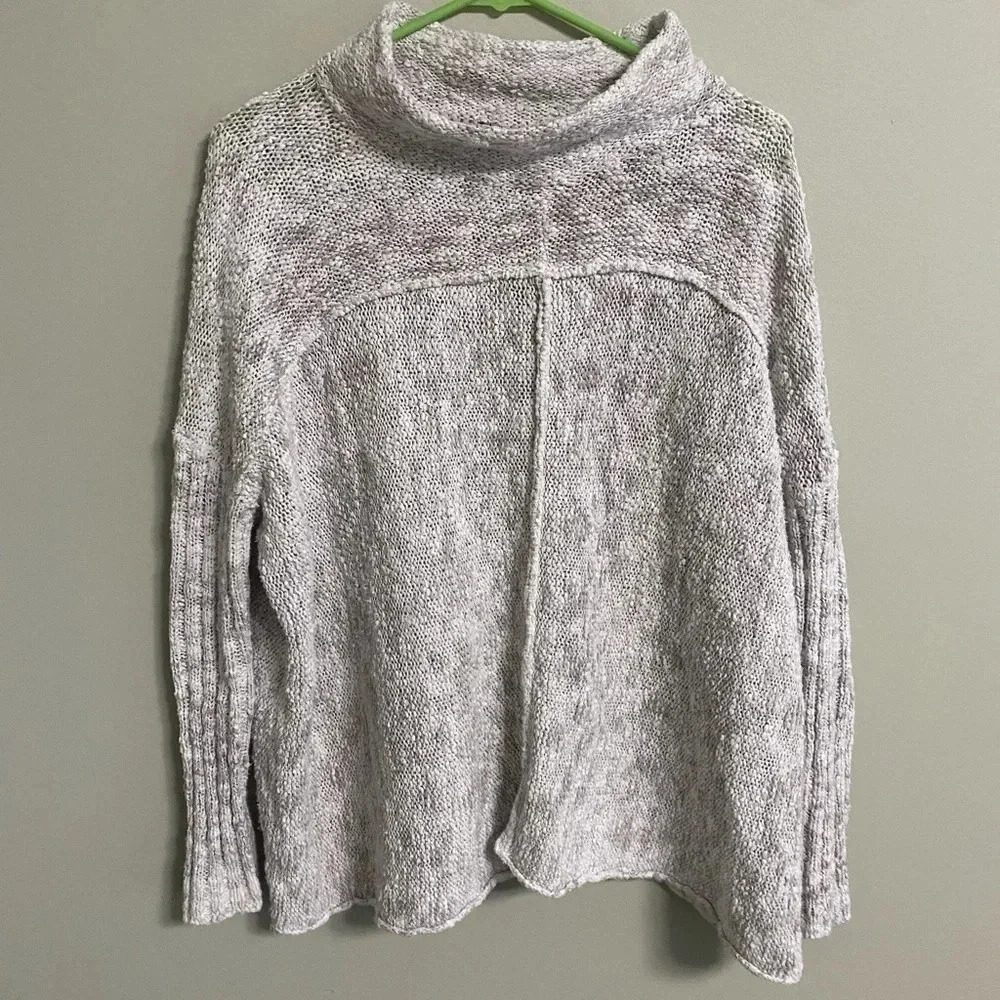 Free People Marled Knit Sweater Cream Tan Size XS Oversized Cowl Neck